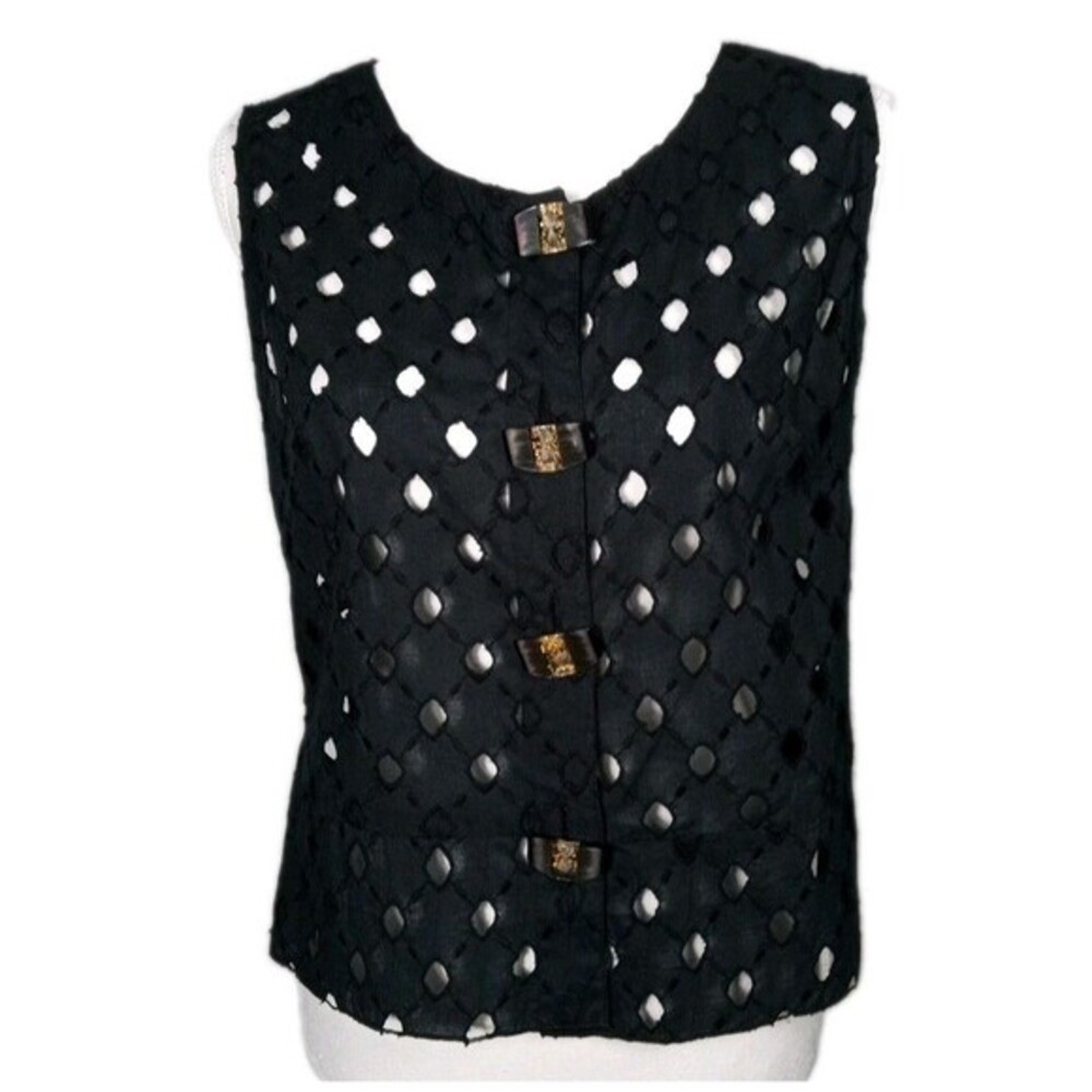 VTG Serenade Eyelet Cutout Resin Goldleaf Buttons Are Valuable‎ Cambric Cotton S